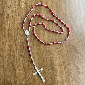 Chapel Silver Red Bead Rosar